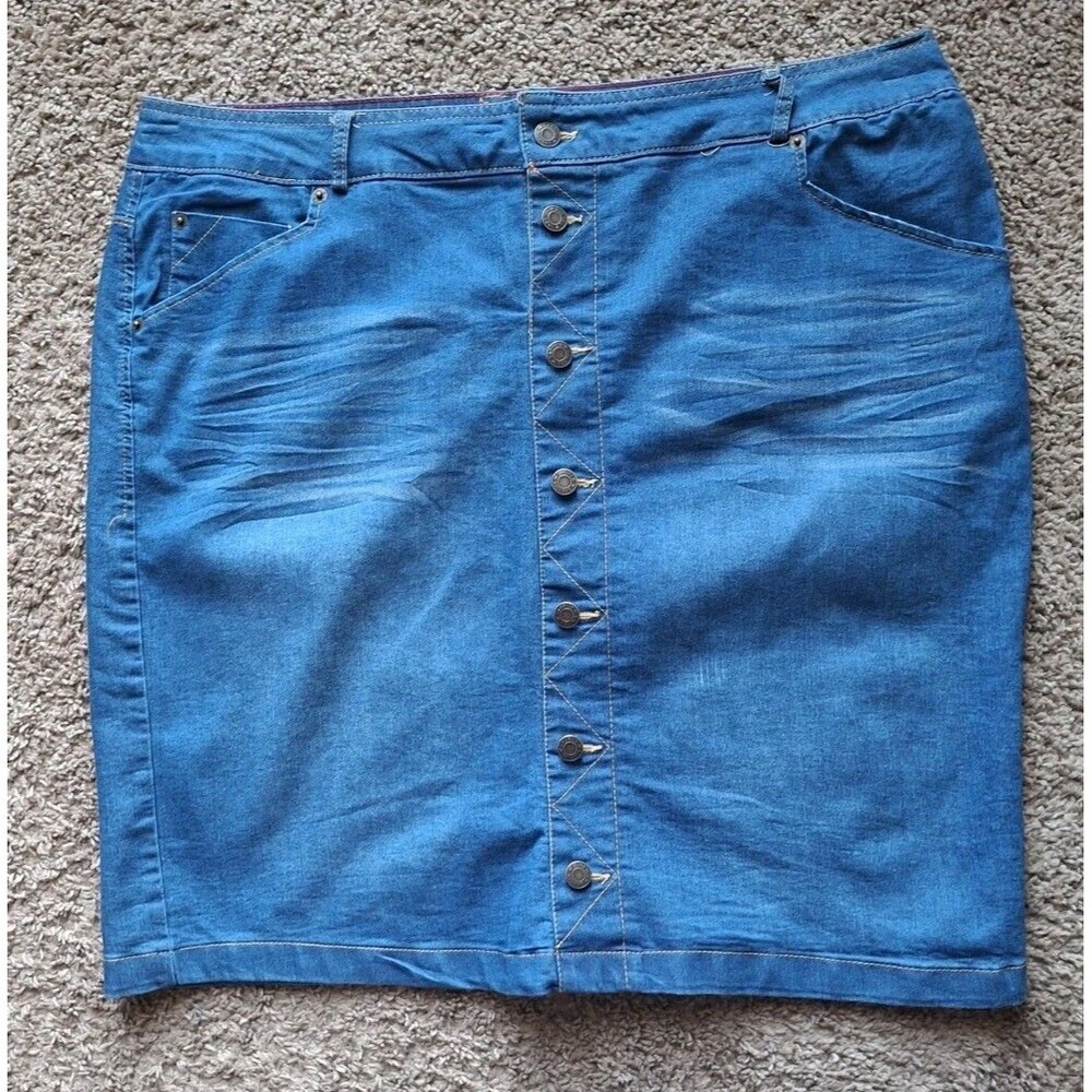 Sabrina Lauren Denim Skirt Size 18W Stretch Straight 5 Pocket Y2K Streetwear